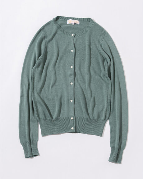 CREW-NECK COTTON KNITCARDIGAN